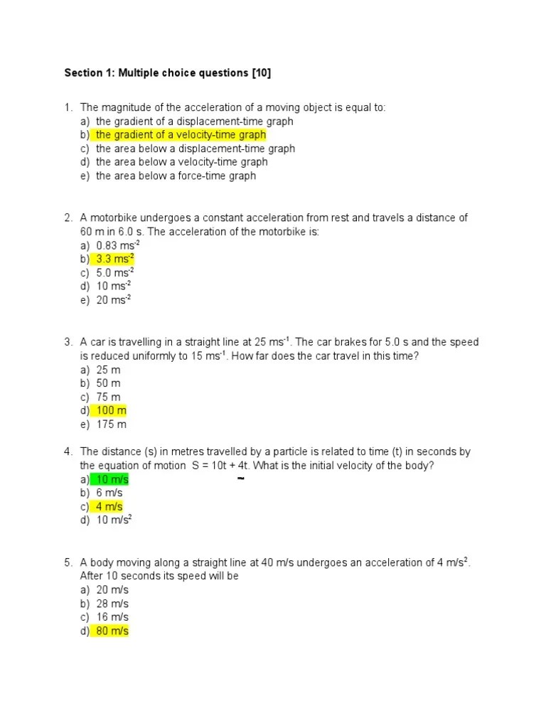 Rectilinear Motion Test Sep 21 PDF Acceleration Speed