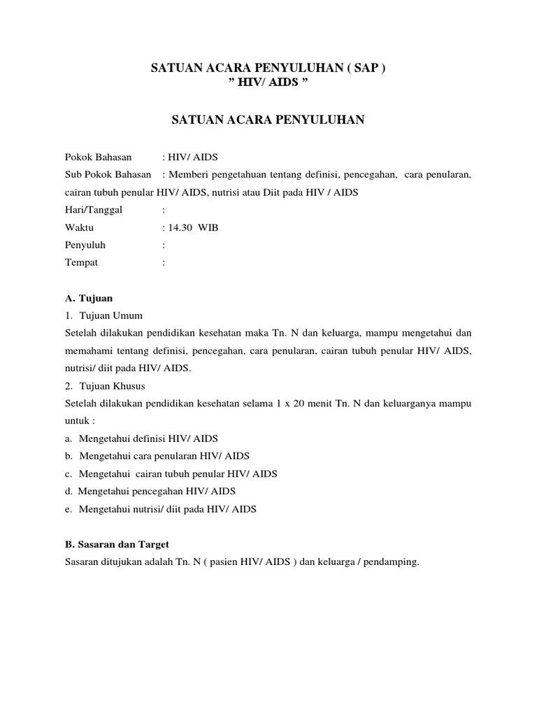Toaz - Info Satuan Acara Penyuluhan Hiv PR | PDF