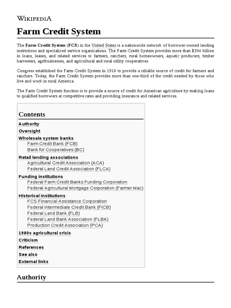 Farm Credit System PDF Farm Credit System Money