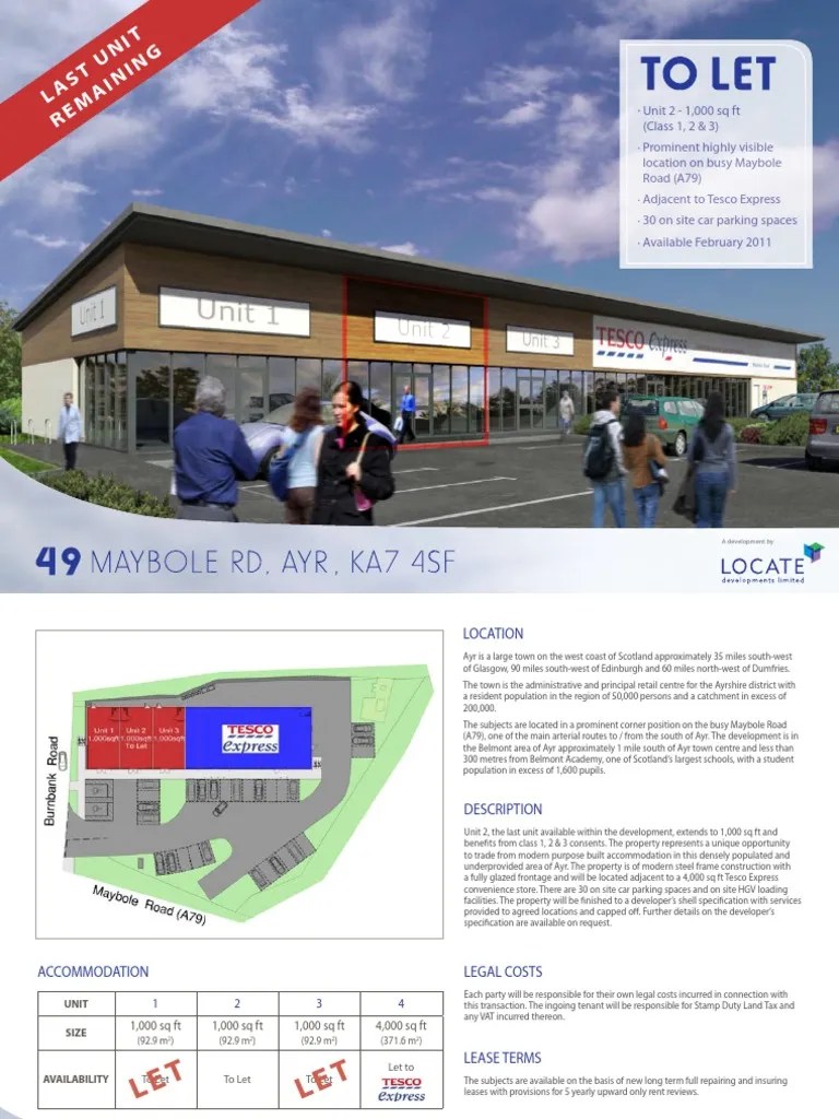 Ayr, 49 Maybole Road, KA7 4SF Last Unit Available April 2011 PDF