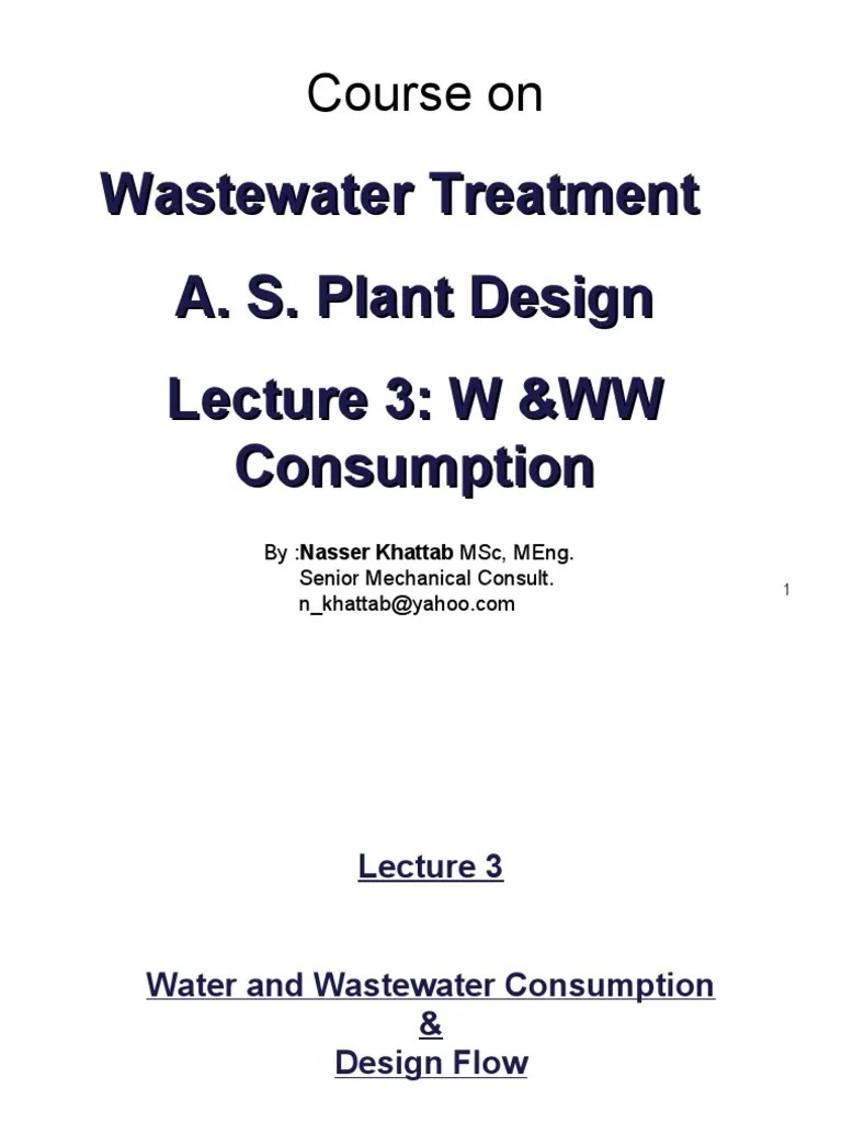 Wastewater Treatment Plant Design Lecture 3 Water and Wastewater Consumption PDF