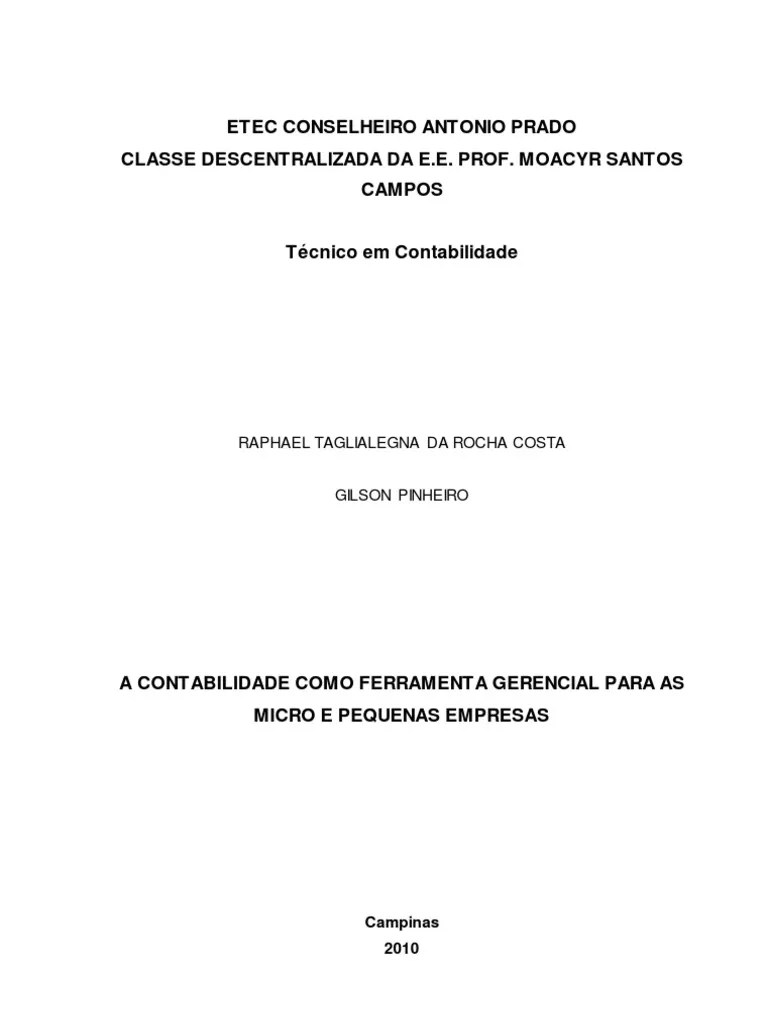 Tcc a Contabilidade Como Ferramenta Gerencial Para as Micro e Pequenas