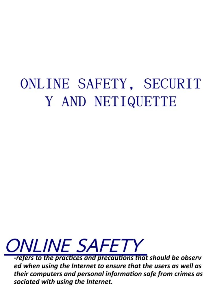 Online Safety, Security and Netiquette PDF Online And