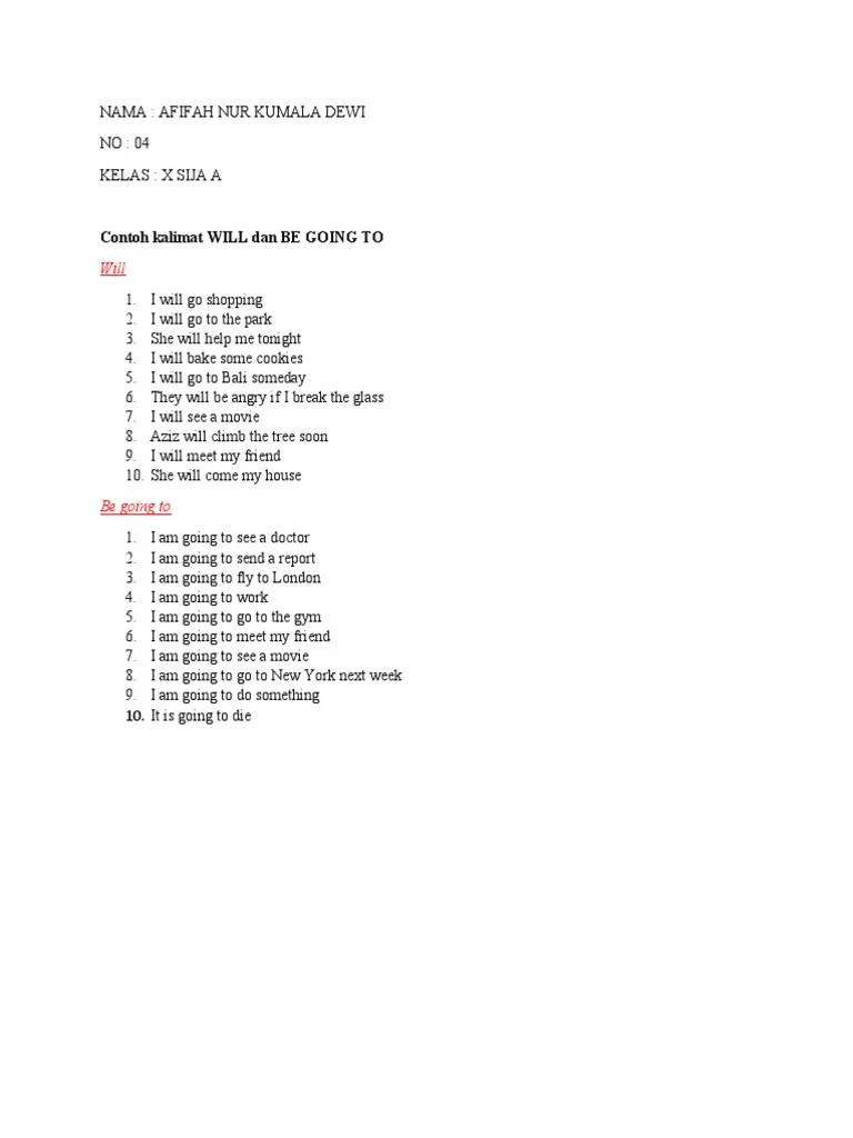 Contoh Will Dan Be Going To PDF