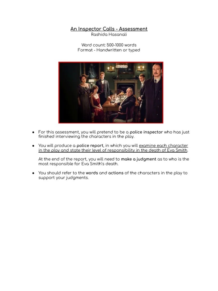 An Inspector Calls Analysis PDF