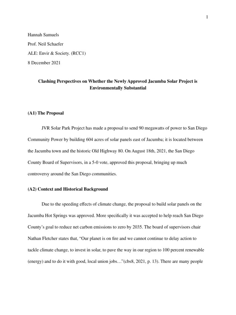 Clashing Perspectives On Whether The Newly Approved Jacumba Solar