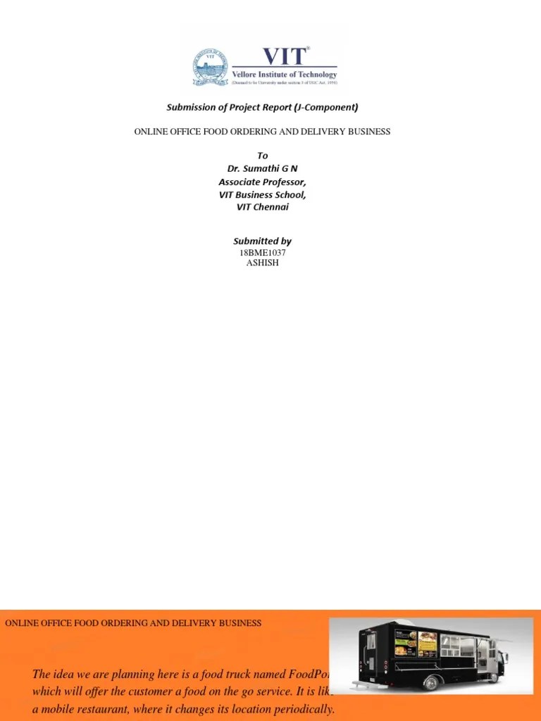 Submission of Project Report Online Office Food Ordering and Delivery Business