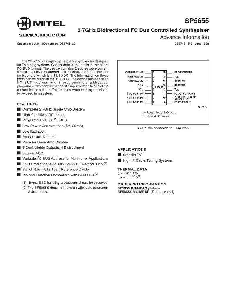2 7Ghz Bidirectional I C Bus Controlled Synthesiser Advance
