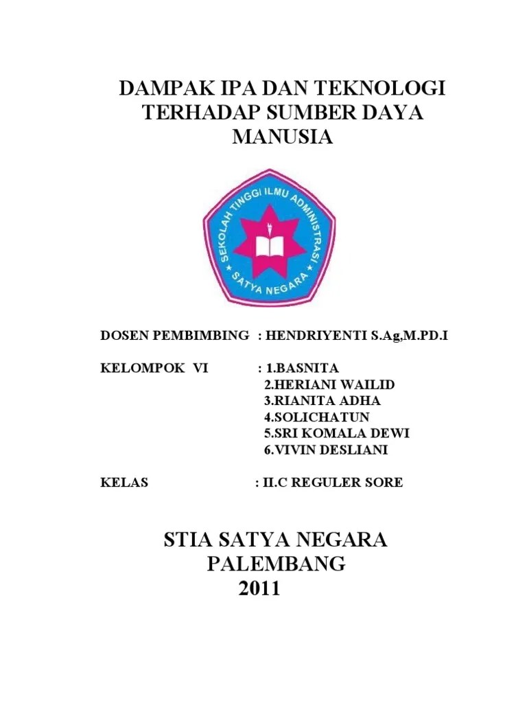 Dampak Ipa Dan Teknologi Terhadap Sumber Daya Manusia