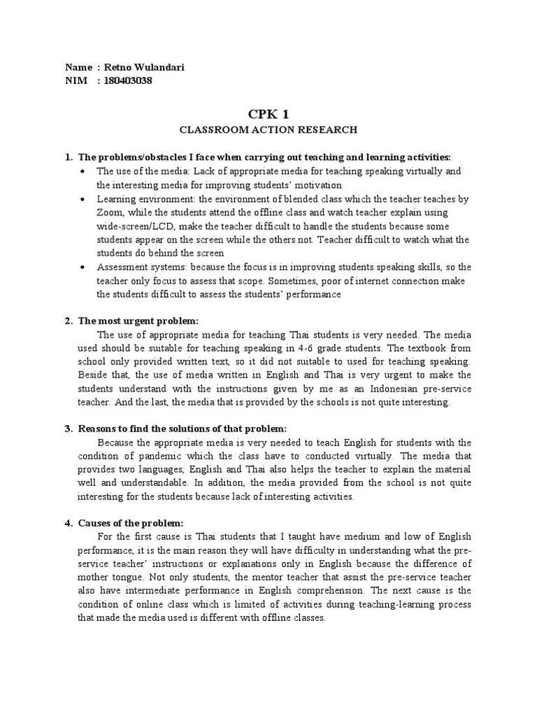 Classroom Action Research Questions PDF Teachers Reading