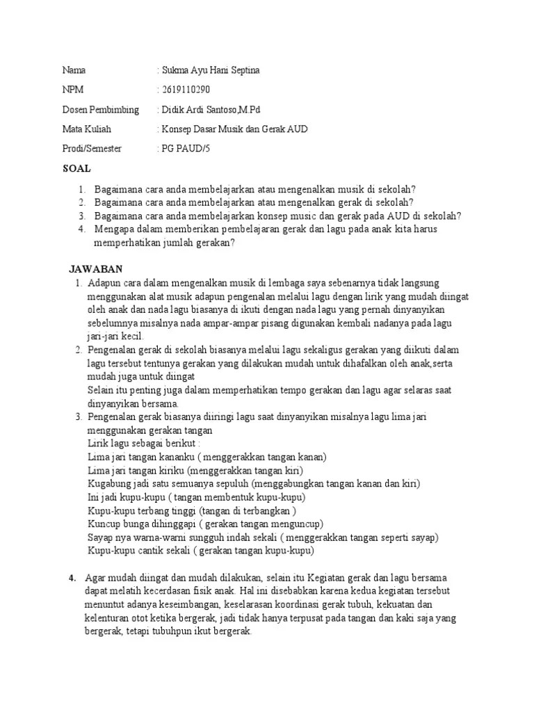 UTS KD Musik Dan Gerak AUD PDF