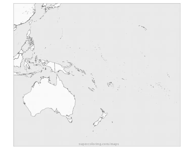 Australia and Oceania Map Coloring Page PDF