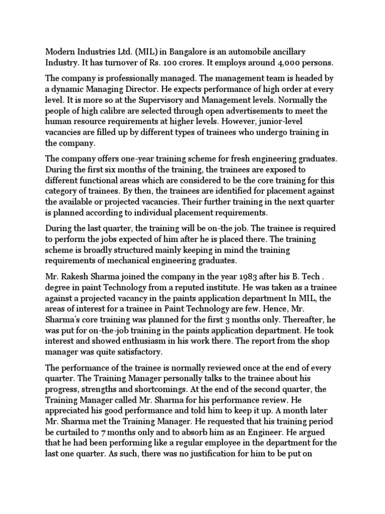 Training and Development Case Study PDF