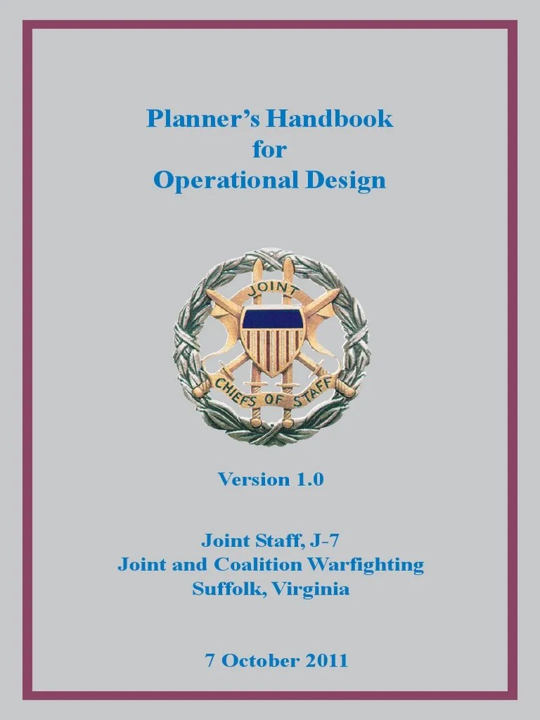 Planner's Handbook For Operational Design PDF Critical Thinking
