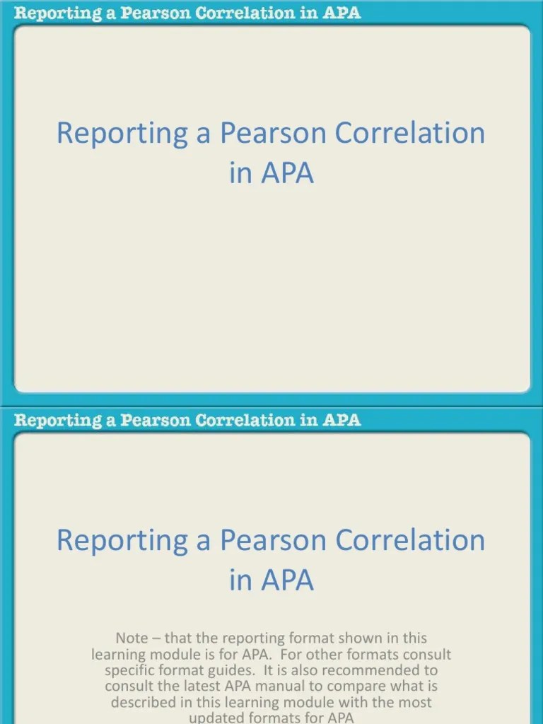 Reporting Pearson Correlation in Apa PDF
