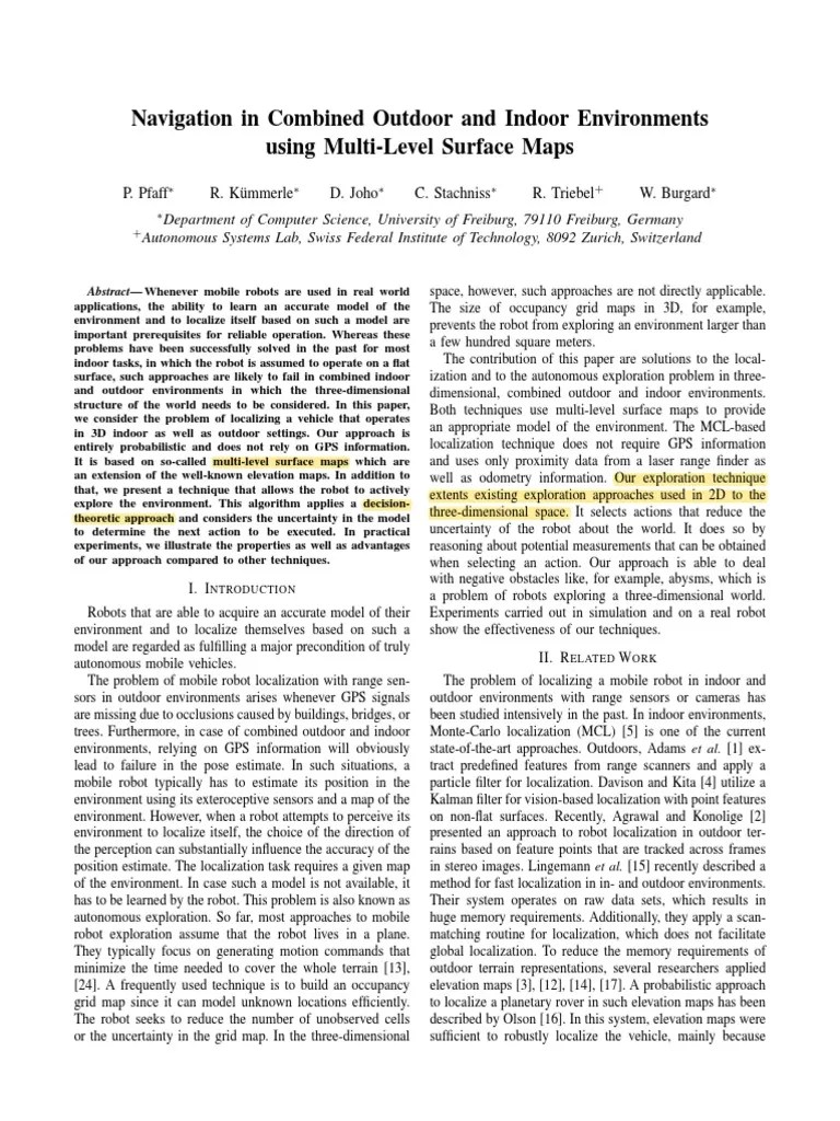 Navigation in Combined Outdoor and Indoor Environments Using Multi