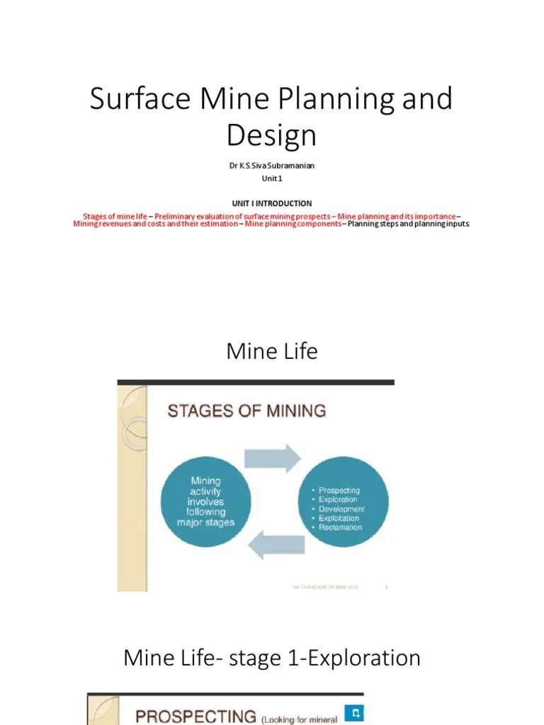 Surface Mine Planning and Design Unit 1 (Autosaved) PDF Mining