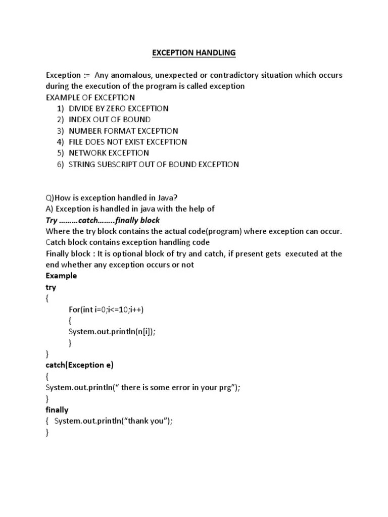 A Comprehensive Guide to Exception Handling in Java Exploring Try