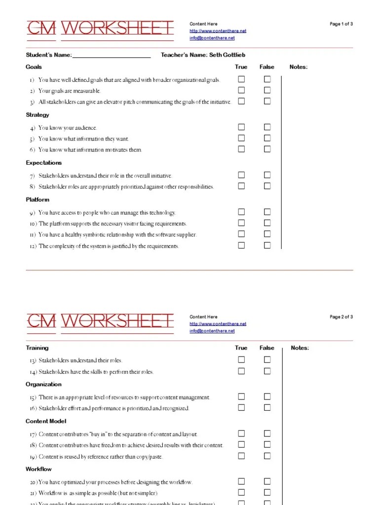 CMS Implementation Worksheet Goal Stakeholder (Corporate)