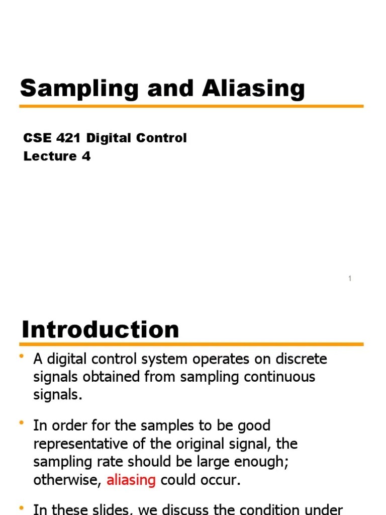 Sampling and Aliasing CSE 421 Digital Control PDF Sampling (Signal