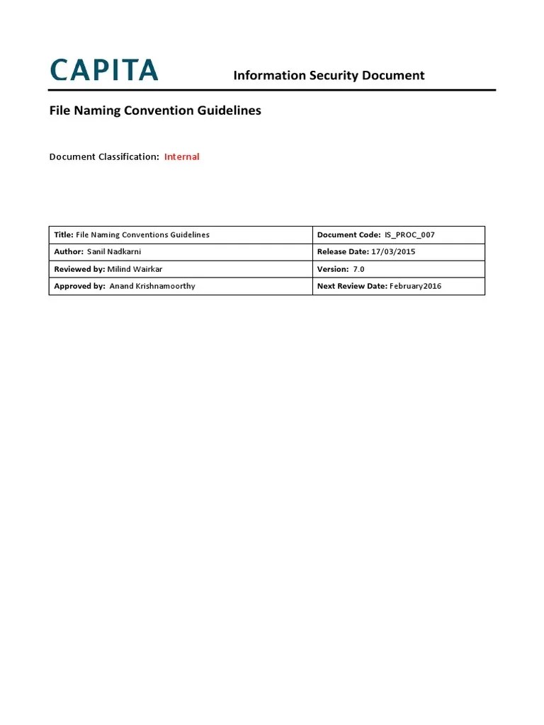 IS PROC 007 File Naming Convention Guideline Ver.7.0 Download