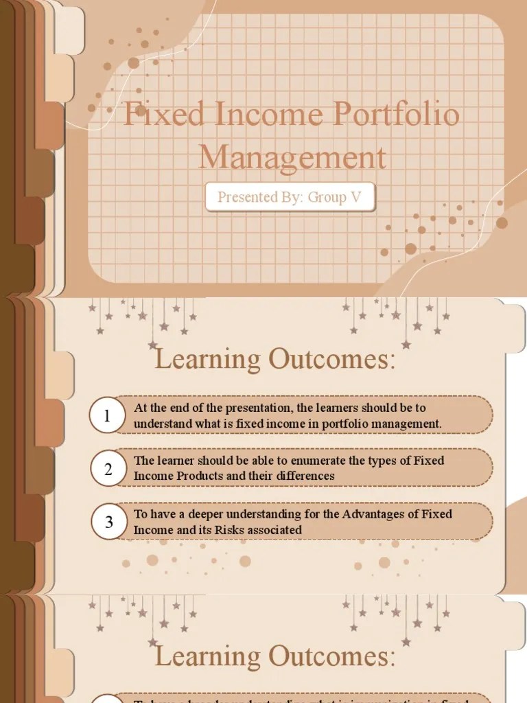 Fixed Portfolio Management Presented By Group V PDF Fixed Bonds (Finance)