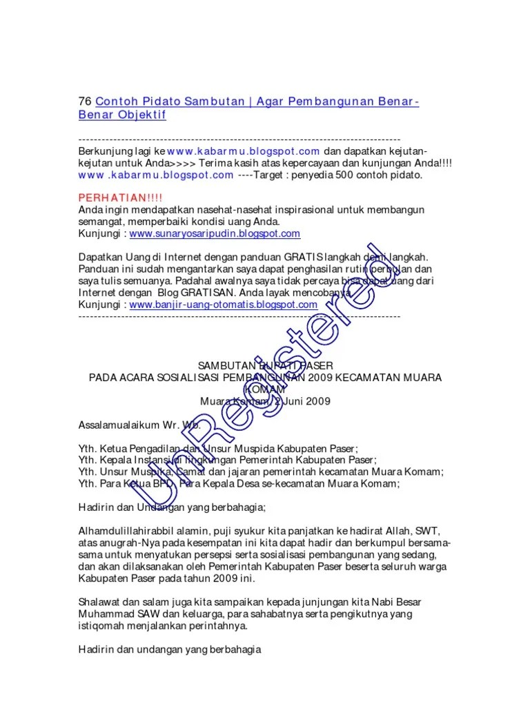 Contoh Pidato Sambutan Kades