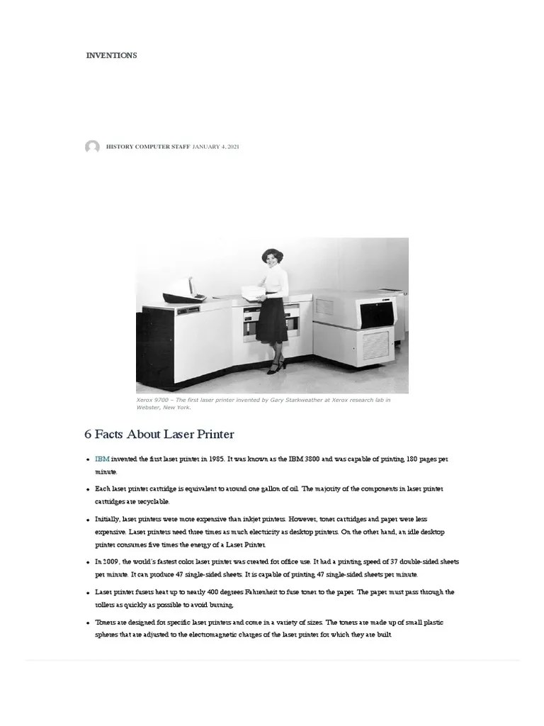 Laser Printer History Computer PDF Printer Computer