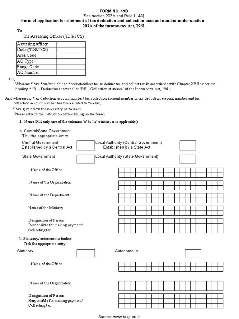 To The Assessing Officer (TDS/TCS) Assessing Officer Code (TDS/TCS