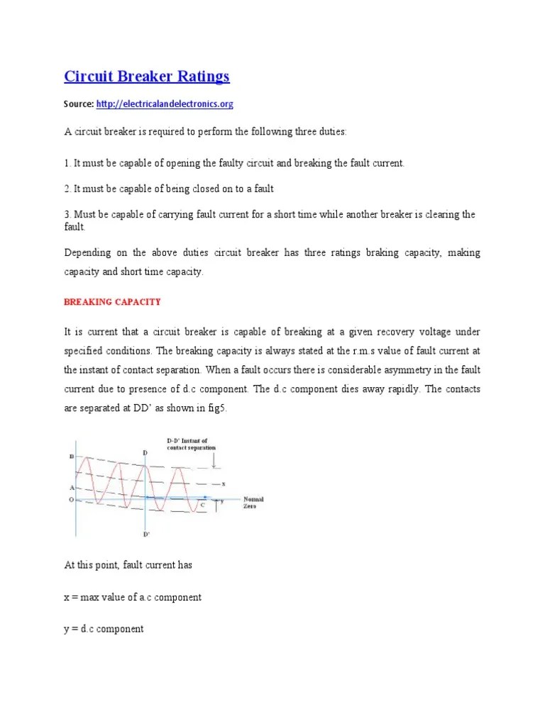 An Overview of Circuit Breaker Ratings Breaking Capacity, Making