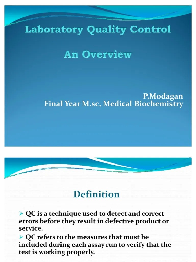 Laboratory Quality Control. Ppt Quality Assurance Clinical Medicine