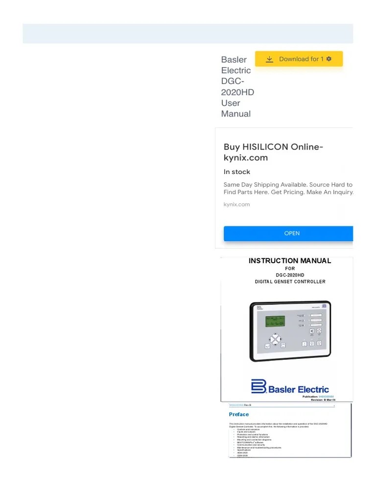 Basler Electric DGC2020HD User Manual PDF Source Code Electrical