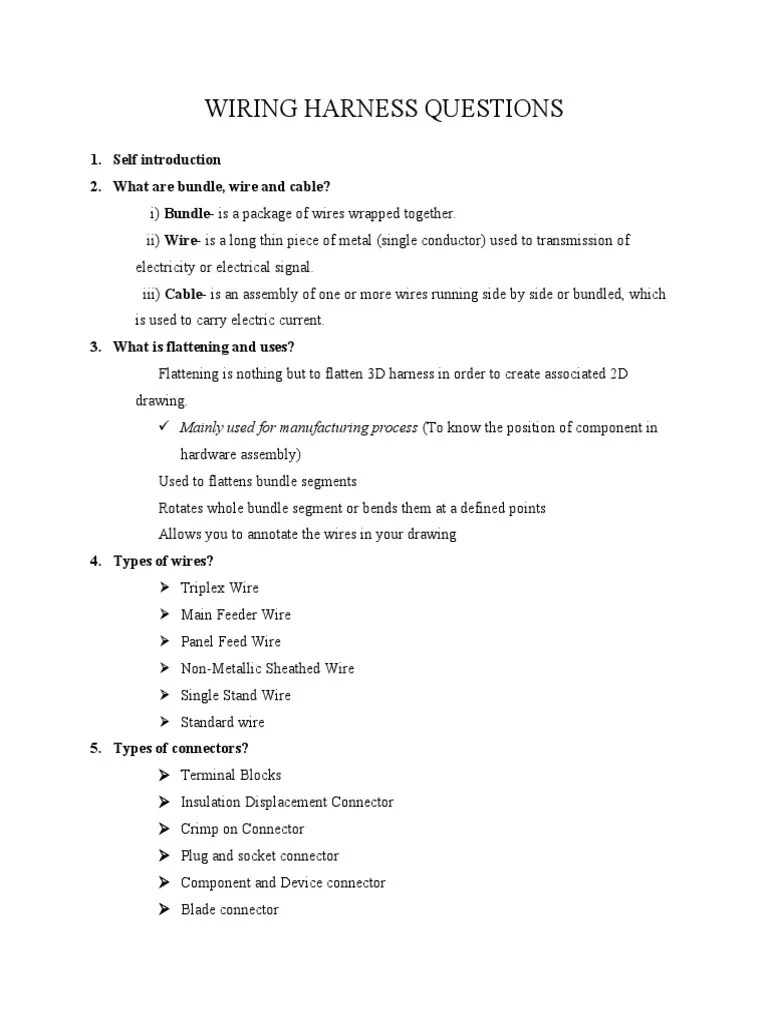 Wiring Harness Questions PDF Electrical Connector Electrical Wiring