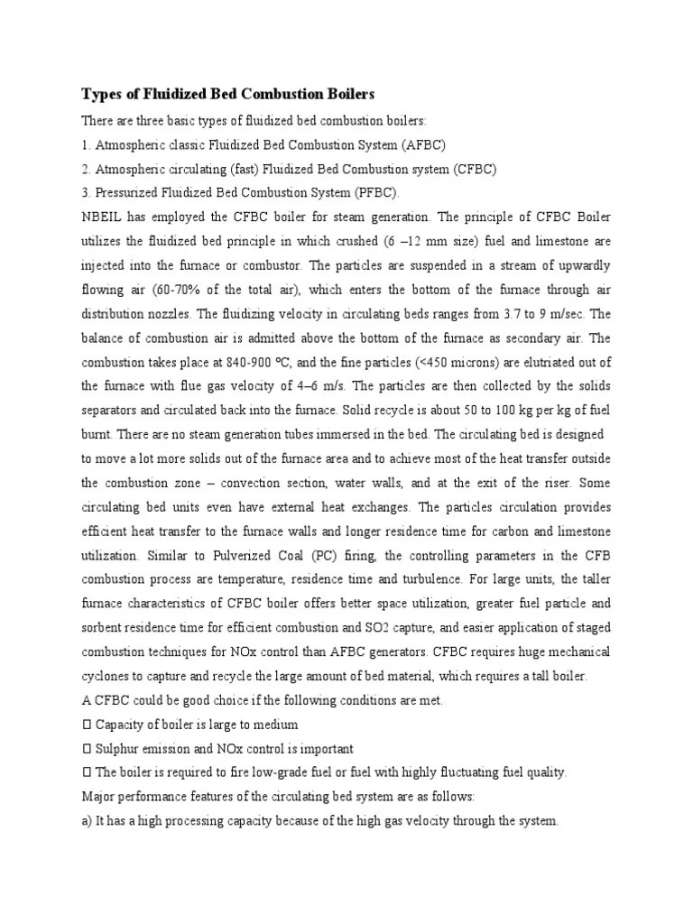Types of Fluidized Bed Combustion Boilers PDF Energy Technology