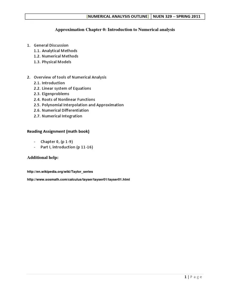 329outline2011 Numerical Analysis Determinant