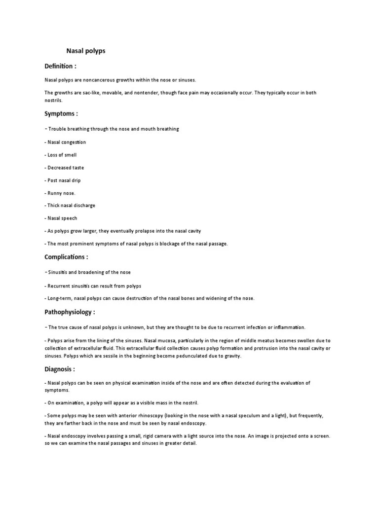 Nasal Polyps1 PDF Rhinology Diseases And Disorders