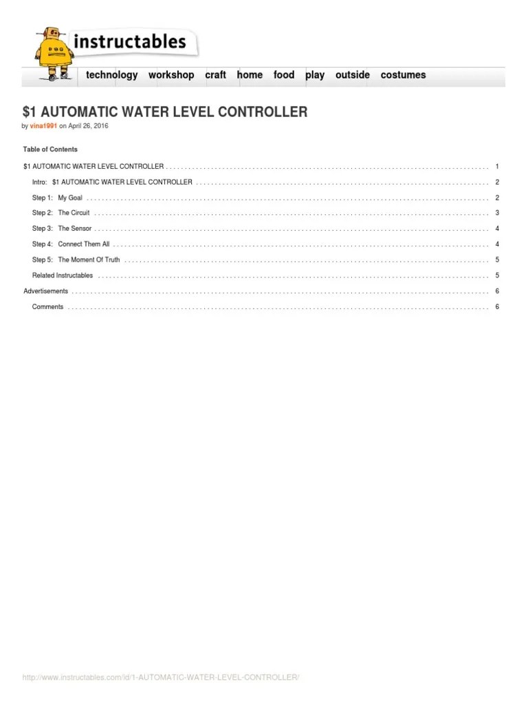1 Automatic Water Level Controller | PDF | Electronic Circuits | Relay