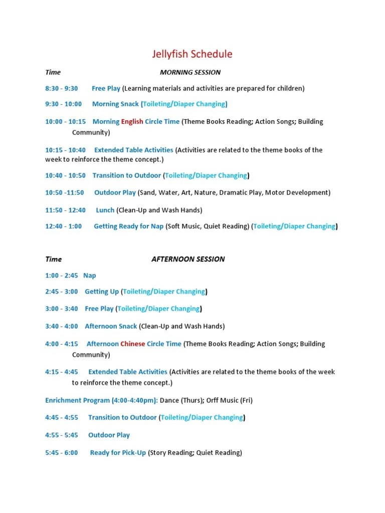 Jellyfish Schedule.jan Oct PDF