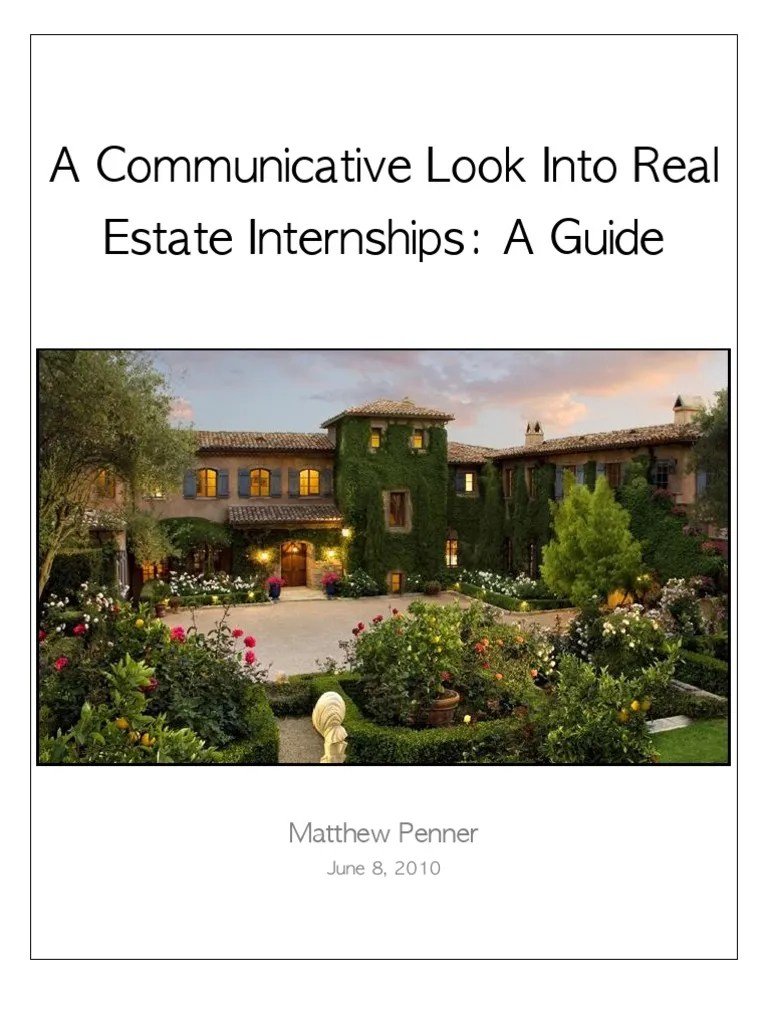 Real Estate Internship Report PDF Communication Psychological