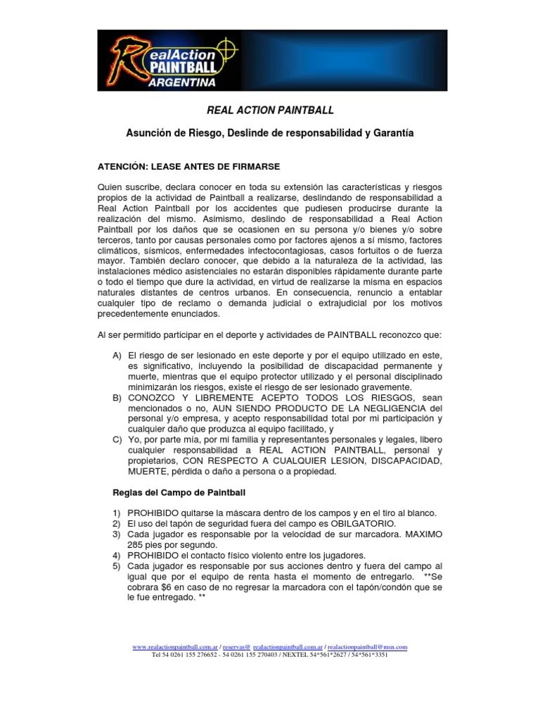 Deslinde de Responsabilidad Menor SP