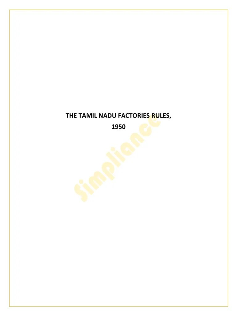 The Tamil Nadu Factories Rules, 1950 PDF License Waste Management
