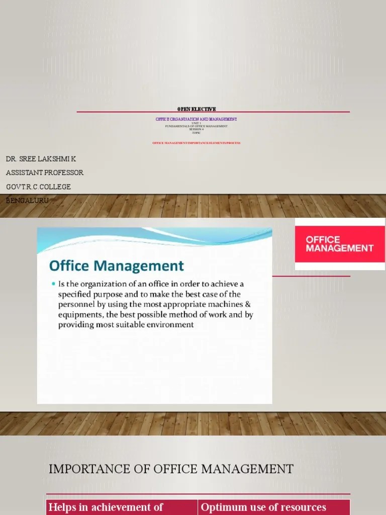 Office Management Meaning Importance and Elements PDF