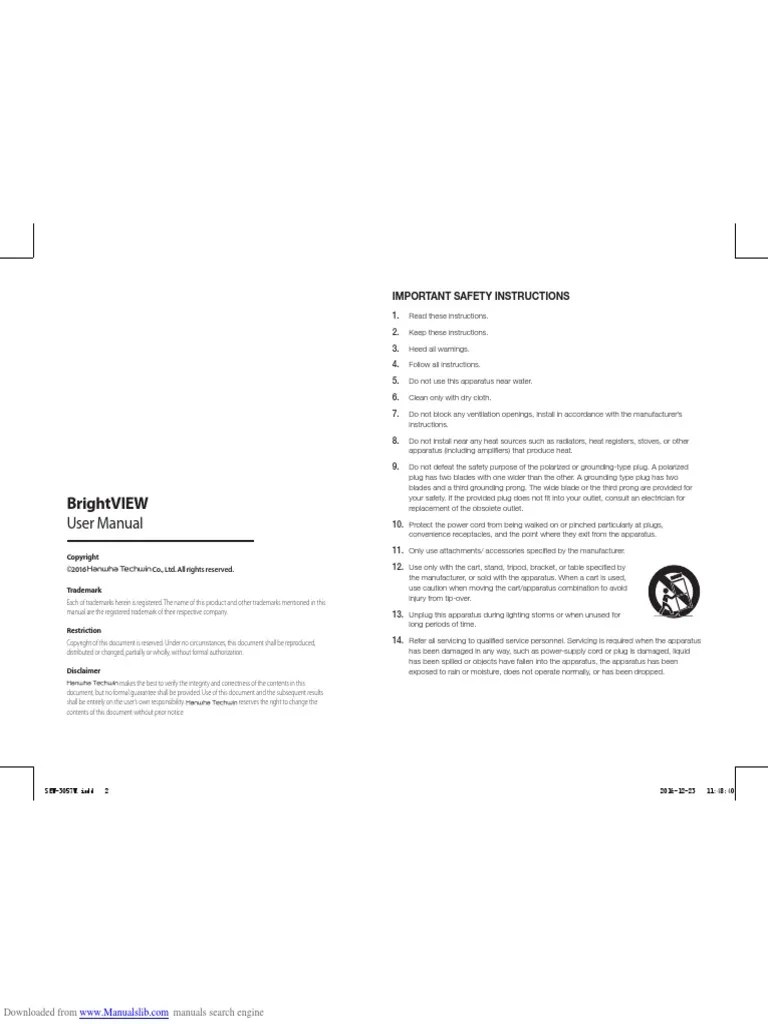 Brightview User Manual PDF Manufactured Goods