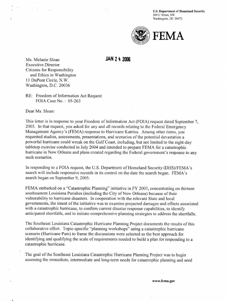 The Best Laid Plans DHS Response To CREW Lawsuit FEMA and Hurricane