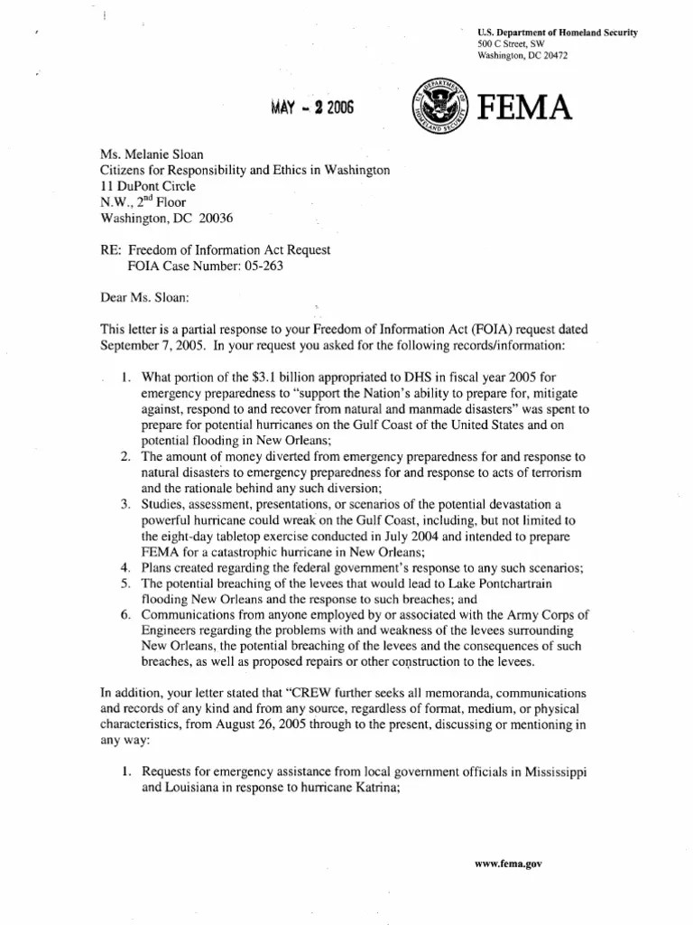 The Best Laid Plans DHS Response To CREW Lawsuit FEMA and Hurricane