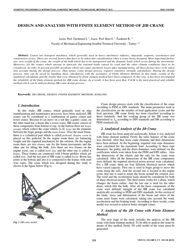29.design and Analysis With Finite Element Method of Jib Crane PDF