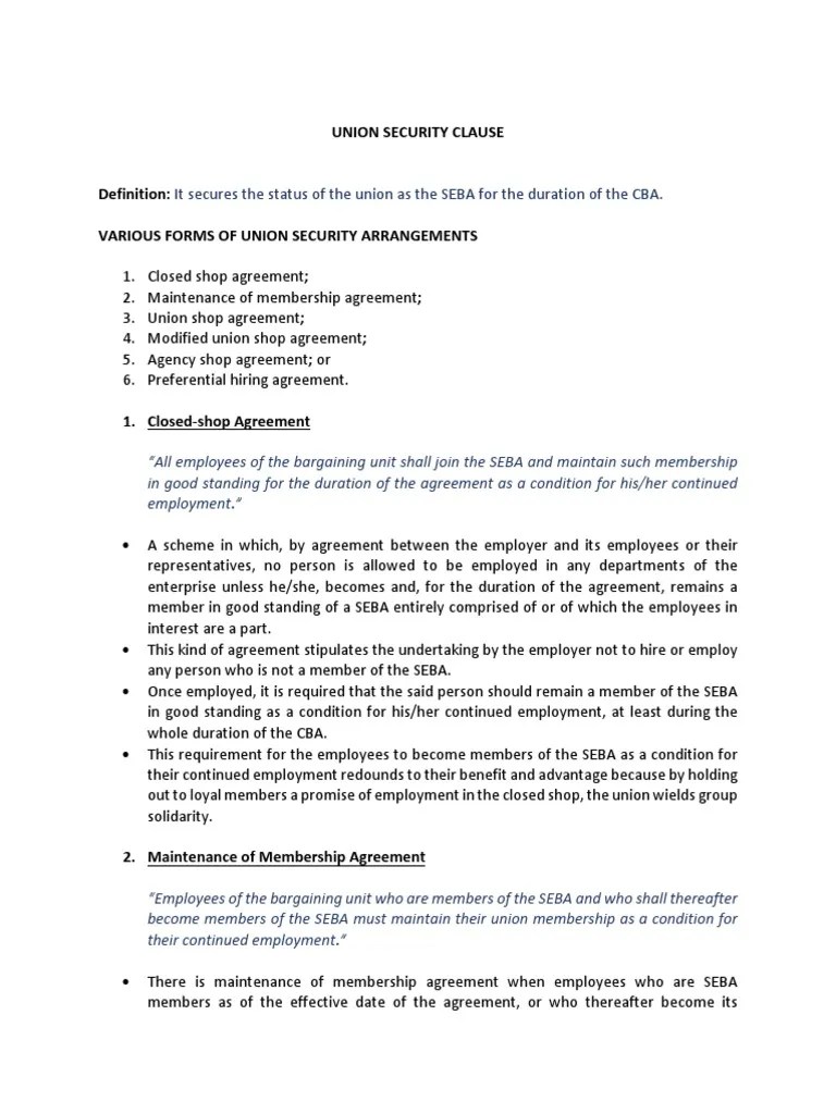 Union Security Clause PDF Justice Crime & Violence