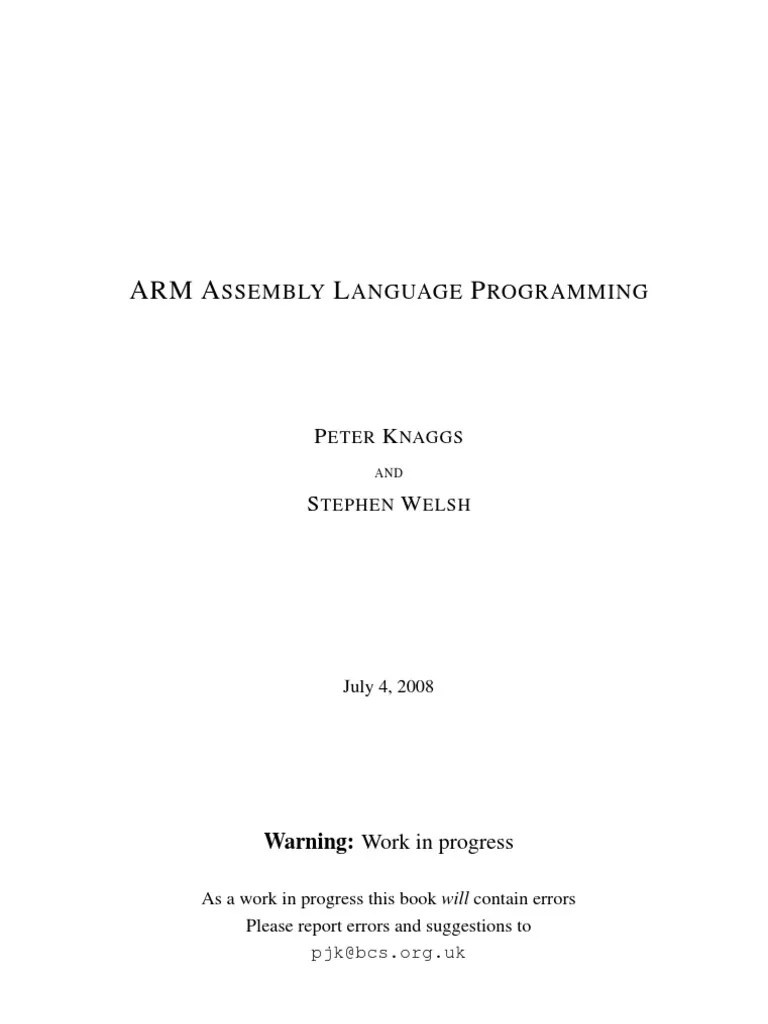 Arm Assembly Language Programming PDF Subroutine Assembly Language