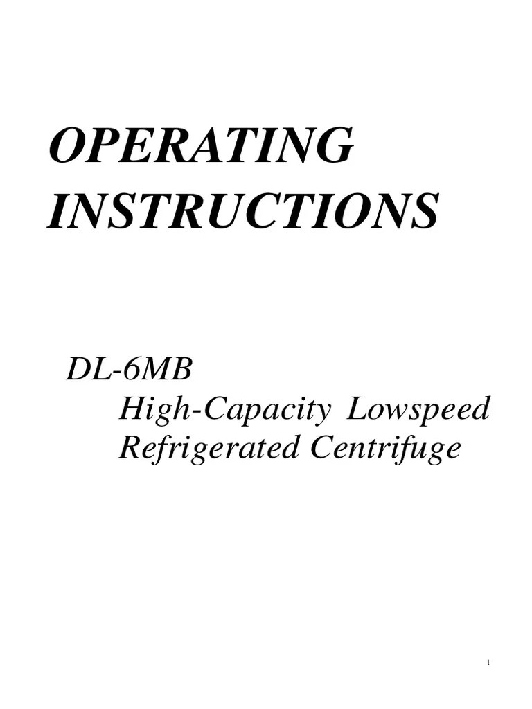 Operating Instructions DL6MB HighCapacity Lowspeed Refrigerated