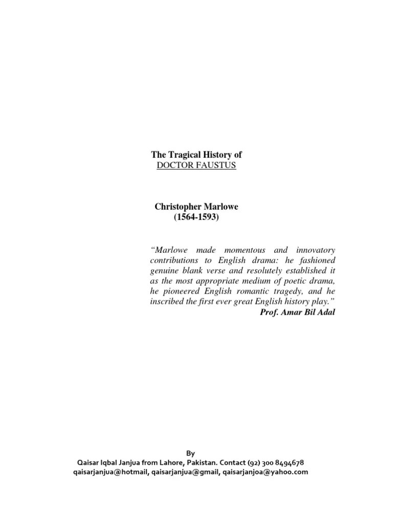DR Faustus Critical Analysis PDF Faust Afterlife